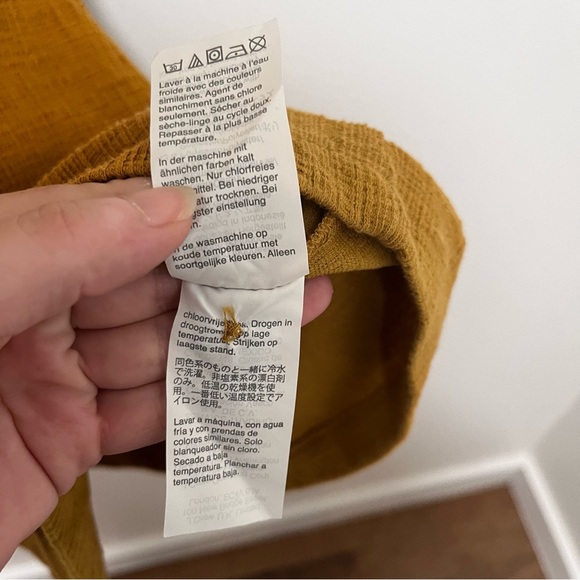 MADEWELL Blogger Fav Texture & Thread Puff-Sleeve Dress Mustard Yellow Size M - Picture 10 of 11